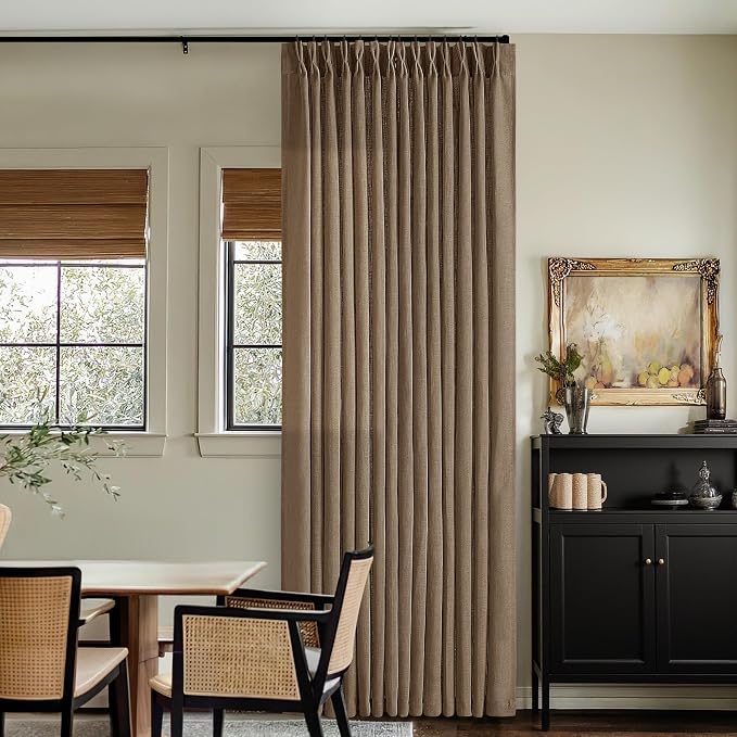 Brown Pleated Linen Light Filtering Curtains 96 Inches Long - Image 6