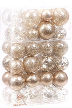 Sea Team Multi-Size Shatterproof Clear Plastic Christmas Tree Ball Ornaments Set, Decorative Hanging Transparent Xmas Baubles with Stuffed Delicate Decorations (48 Counts, Champagne)