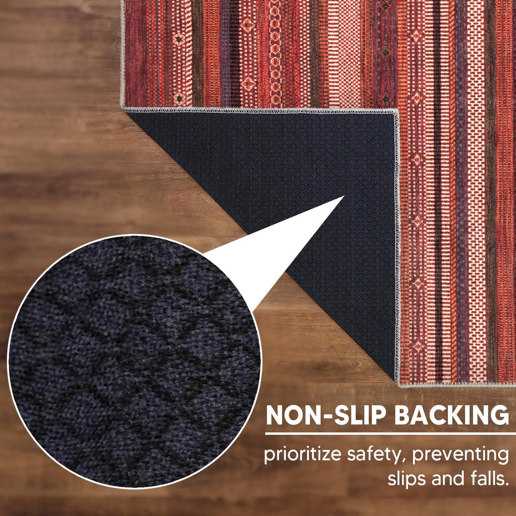 Keen Home Design 8x10 Rug - Machine Washable Area Rug with Non-Slip Backing, Ideal for Living Room, Dining Room, Bedroom - Vintage, Easy Clean, Durable, Low Pile Rug - (8' x 10')