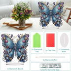 Diamond Painting Kits for Adults Beginners, 5D Full Drill Flowers and Butterfly Crystal Art Desktop Ornament, DIY Single Sided Home Office Desk Decor, Creative Craft Gift Set with Tools
