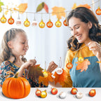 24Pcs Thanksgiving Day Hanging Ball Ornaments, Fall Tree Decorations Autumn Harvest Hanging Ornaments with Rope for Farmhouse Rustic Party Favors Craft Supplies