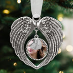 Christmas Ornaments Angel Wings with Custom Photo Frame for Loss of Loved One Remembrance Keepsake with Silk Ribbon & Red Gift Box