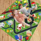 Kids Rug Car Rugs for Kids Toy Cars Play Mat with Rubber Backing City Life Road Rug for Cars Fun City Map for Carpet for Bedroom Boys (RED-Rug, 6.6x9.8ft)