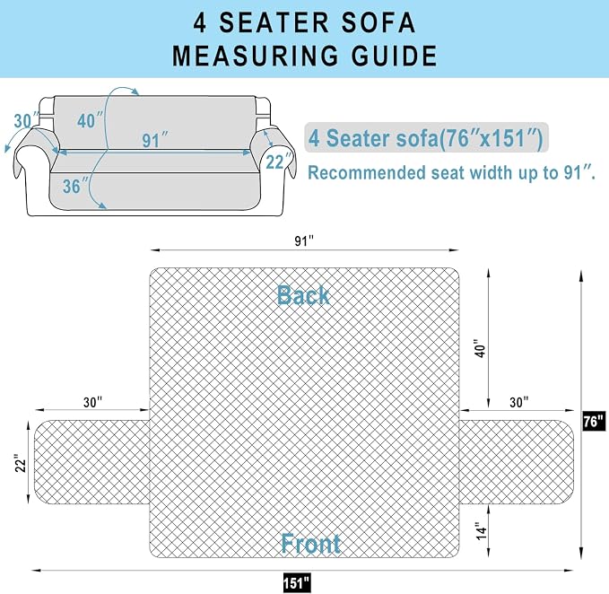 Reversible Oversized Sofa Covers, XL Sofa - Image 8