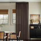 Dark Chocolate 90 Inch Pinch Pleated Semi Sheer Linen Curtains 2 Panels | - Image 8