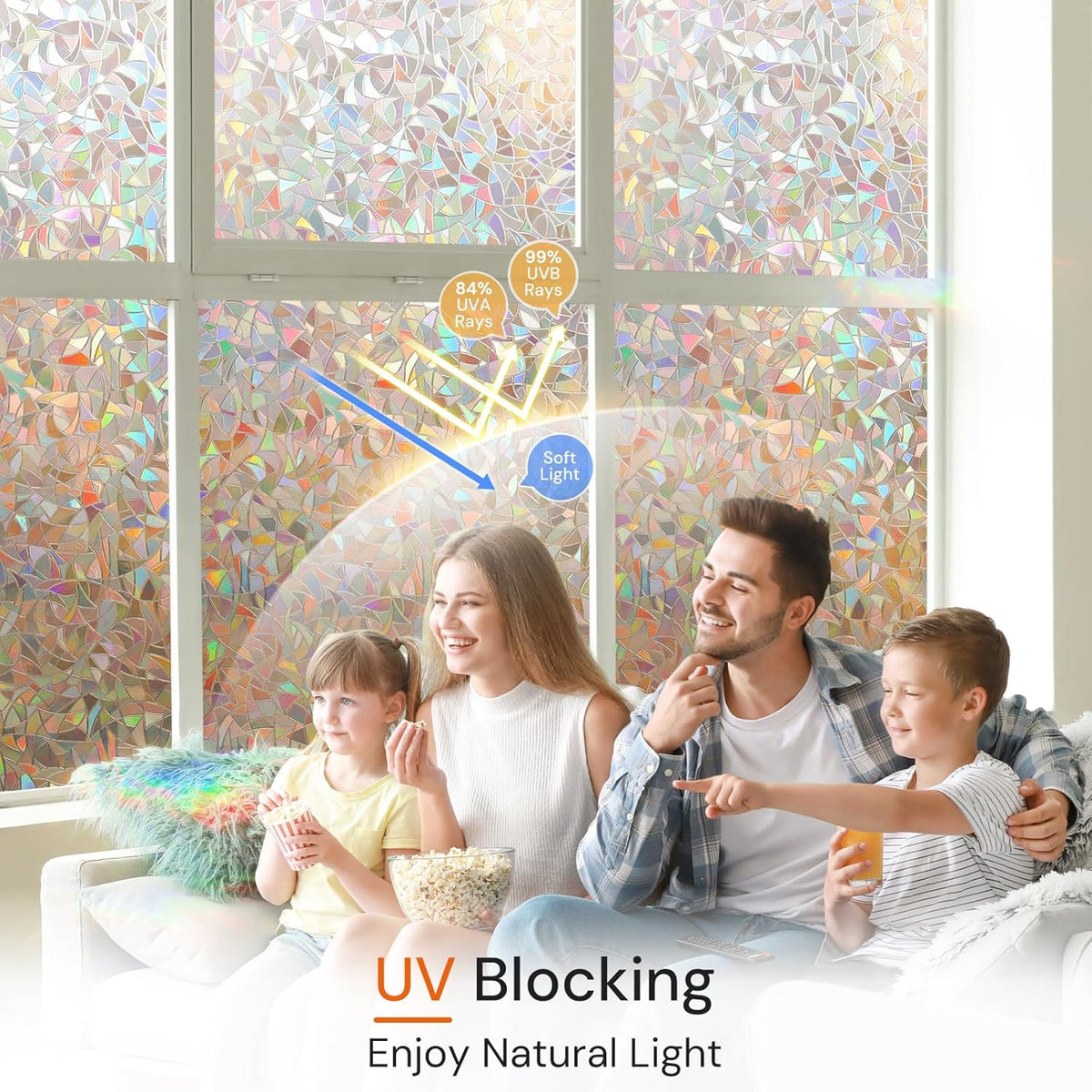 DOWELL Window Privacy Film, Rainbow Window Film, Decorative Stained Glass Clings, Static Cling Door Sticker, Non-Adhesive 3D Decals for Home UV Protection, Dark Brown, 23.6 x 118 inches