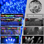 792 LED Christma Lights with 176 Drops, 82ft Outdoor Hanging lights with 8 Modes & Timer Memory, Outsite Waterproof Curtain String Lights for Front House Fence Tree Holiday Decorations Decor Blue