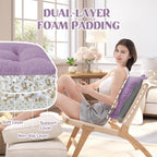 puredown® Chair Cushions for Dining Chairs, Tufted Memory Foam Chair Pads with Non-Slip Backing, Kitchen Seat Cushions with Ties, Washable Seat Pads Set of 4, 15.5" x 15.5" x 4", Purple