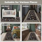 Black Floral Hallway Runner Rug 2x6 - Image 4