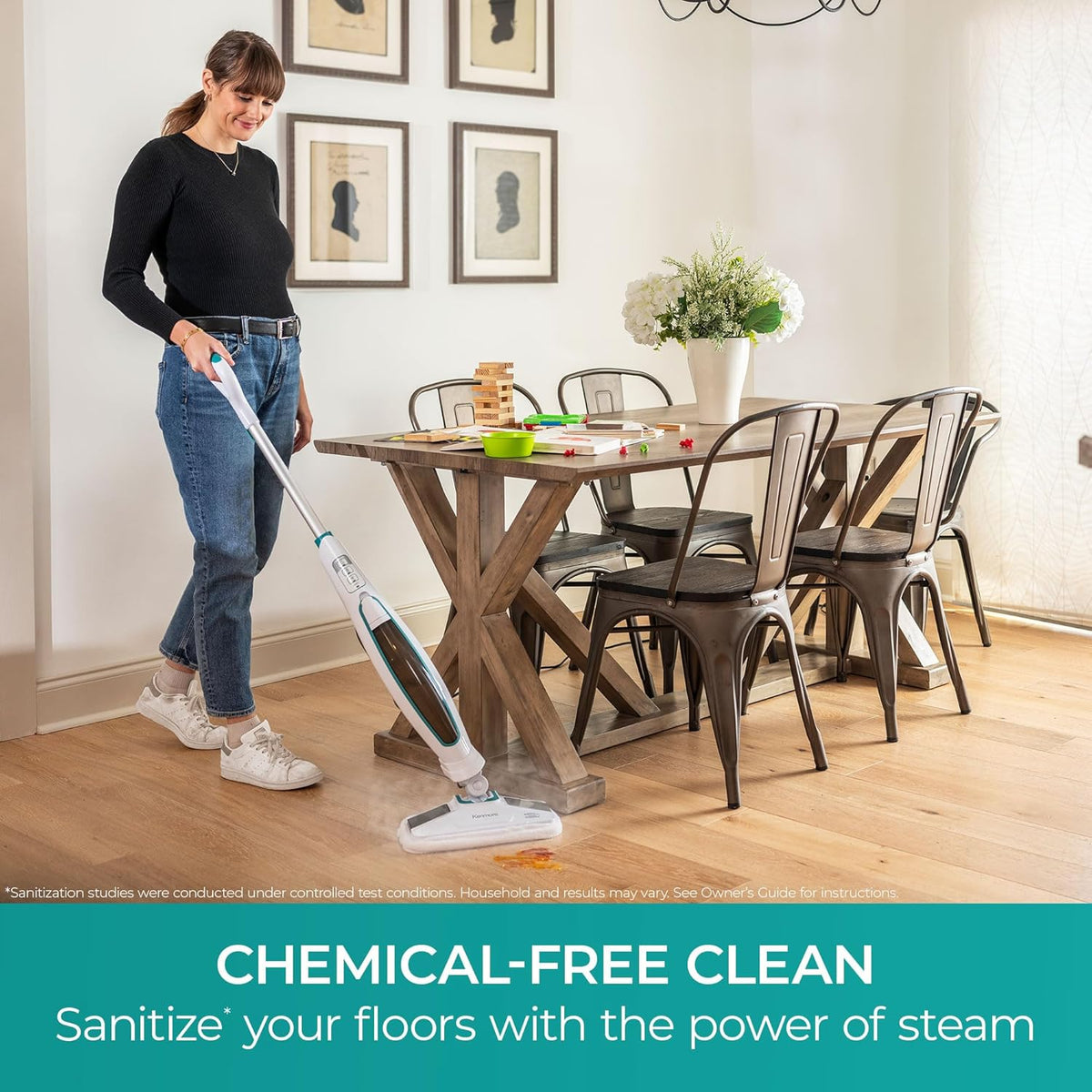 Kenmore SM2060 S200 Series Steam Mop for Floor Cleaning with Easy Scrubber & 2pcs Washable Pads, 2 Modes, Quick-Heating, Lightweight for Hardwood and Tile