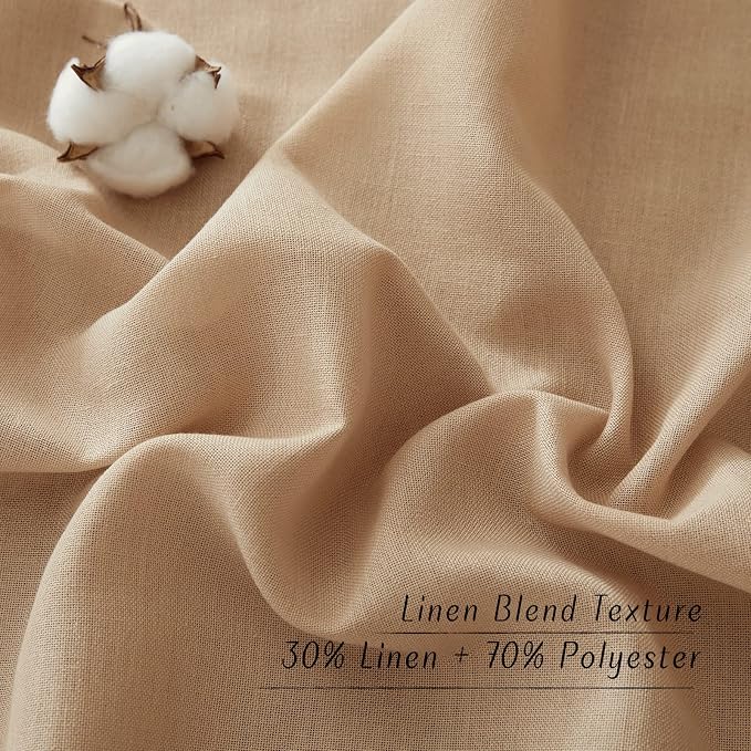 NICETOWN Camel Linen Kitchen Window Curtains Over Sink, Grommet Thick Linen - Image 6