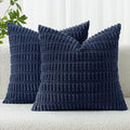 MIULEE Euro Sham Corduroy Decorative Throw Pillow Covers 22x22 Navy Blue | Pack by MIULEE