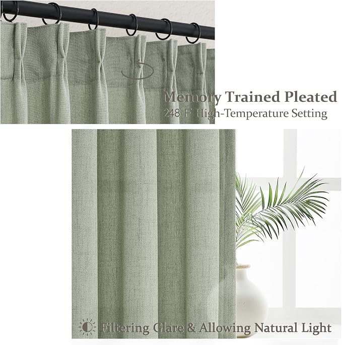 Sage Green Light Filtering Viral Sheer Curtains 90 Inches Long - Image 4