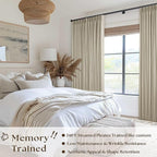 Extra Wide Burlywood Birch Pleated Blackout Linen 60 x 96 Inch Curtains | 100% - Image 2