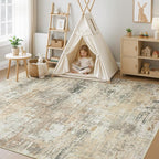 Rugflix 8x10 Area Rugs for Living Room, Washable Gold Beige Grey Large Rug | - Image 8