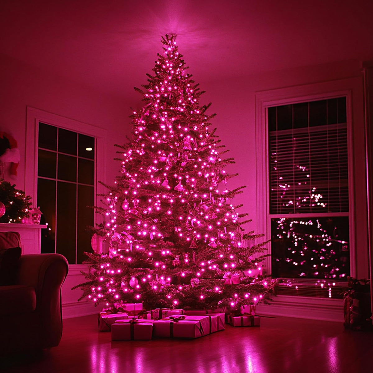 TW SHINE Christmas Lights, 20FT 100 Count Incandescent Mini Christmas Tree Light, Waterproof Xmas String Lights for Outdoor Indoor Home Party Yard Decorations, Pink