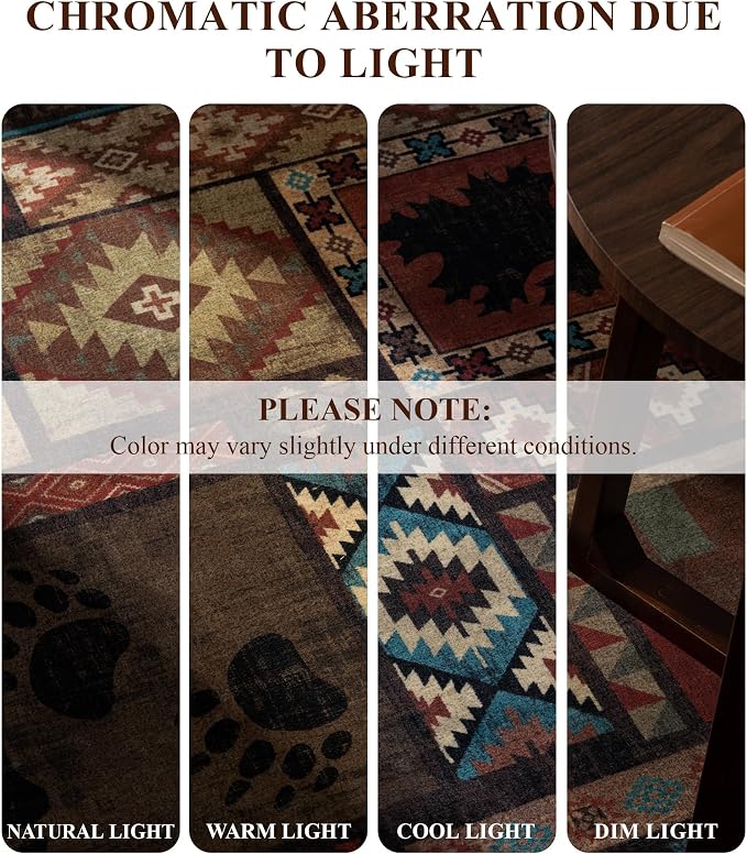 Rustic Cabin Area Rug 6x9, Machine Washable Lodge Bear Rug, Non-Slip Low Pile - Image 4