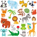 20 PCS Jungle Animals Thick Gel Clings Jungle Window Gel Clings Decals Stickers for Kids Toddlers and Adults Home Airplane Classroom Nursery Zoo Animals Party Supplies Decorations