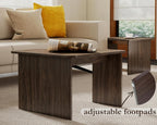 VESCASA Modern L Shaped Nesting Coffee Table Set of 2 Modular Rectangle Walnut Wood Table for Living Room
