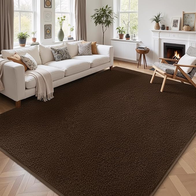 4x6 Area Rugs for Living Room Non Slip Dorm Bedroom Rug, Coffee | Modern Area - Image 9