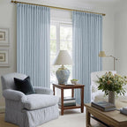Blue Grey 90 Inch Linen Curtains Pinch Pleated - Image 6