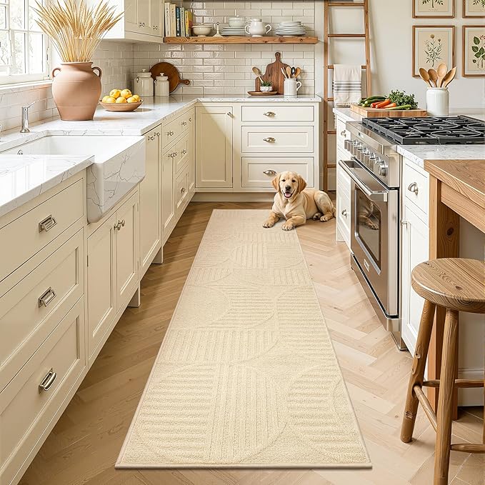 Findosom Washable Runner Rug 2x10, Geometric High-Low Textured Non Slip Hallway - Image 5