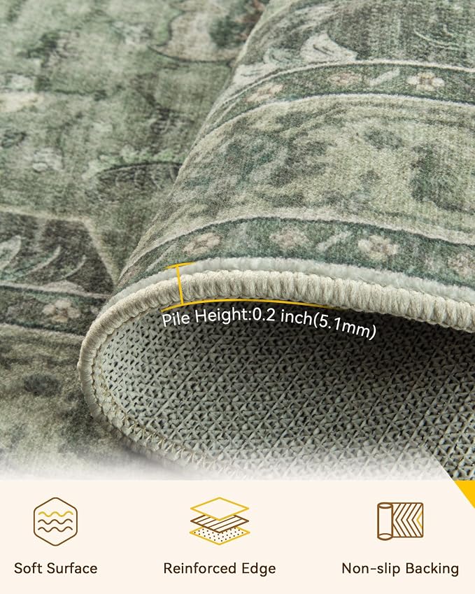 RELEANY Washable Area Rug, Runner 2'x7', Water Repellent, Pet Friendly - Image 3
