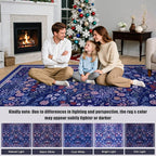 PLHXFR Area Rug 10x14 Living Room: Floral Washable Boho Soft Carpet Blue | - Image 9