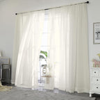 Sheer Curtains 84 inch Length, Ivory Sheer Cutains 2 Panels Set by OWENIE