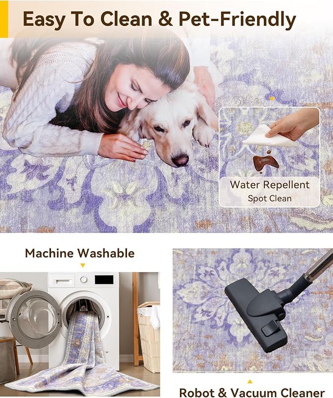 RELEANY Washable Area Rug, Runner 2'x6', Water Repellent, Pet Friendly - Image 6