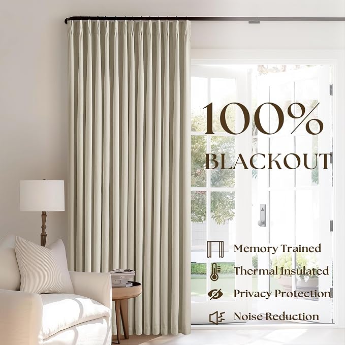 Burlywood Birch 100% Blackout Pinch Pleated Linen Curtains 120 Inches Long | - Image 3