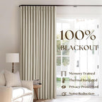 Burlywood Birch Blackout Pleated Linen Curtains 108 Inches Long 2 Panels | - Image 3