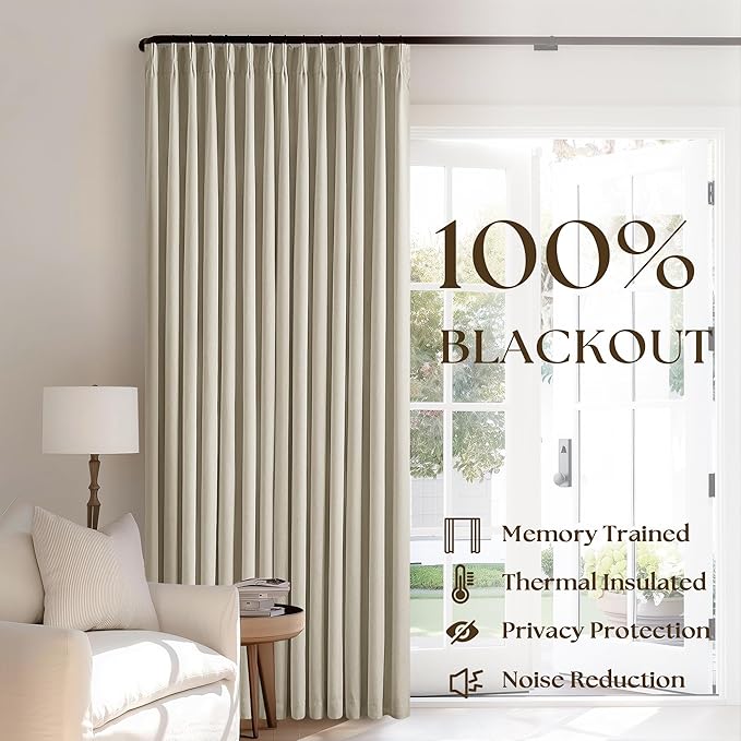 Burlywood Birch 100% Blackout Pinch Pleated Linen Curtains 90 Inches Long | - Image 3