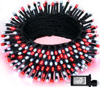 JMEXSUSS 66ft 200 LED Red and White Christmas Lights, Outdoor String Plug-in, Expandable for Tree Outside Party Home Decorations