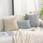 Set of 4 Yellow Rust Aqua Decorative Throw Pillow Covers 26x26 Inch Corduroy - Image 3