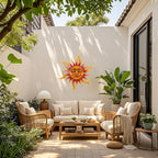 VZVXCC Sun Metal Wall Art Outdoor Decor-Rustic Retro 3D Sun Face Metal Wall Sculpture Large Outdoor Wall Art Hanging Decoration Garden, Patio, Farmhouse Mothers Day Gifts