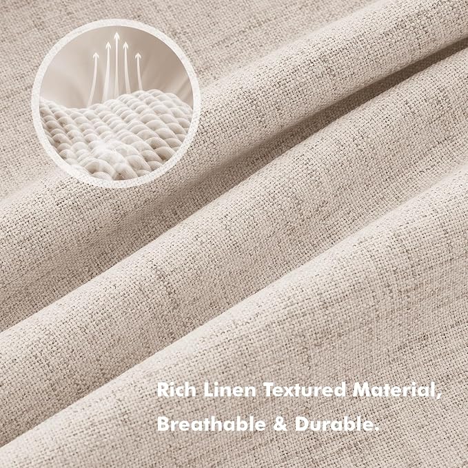 MIULEE 100% Blackout Linen Curtains 42 x 96 Inch Natural 2 Panels | Thermal - Image 3