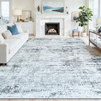 8x10 Washable Area Rug for Living Room Bedroom: Non-Slip Modern Black Grey | - Image 8