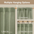 Sage Green Linen Curtains 48 Inch Length 2 Panels, 34 x 48 Inch | Semi Sheer - Image 3