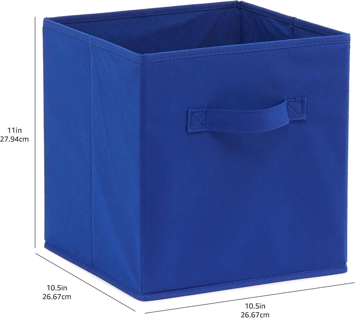 Amazon Basics Cube Organizer Storage Bins Handles, Collapsible Fabric, Pack of 6, 10.5"x10.5"x11", Navy