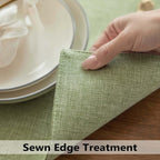 Demetex Green Placemat Set of 4 Washable Linen Place Mats for Dinner Heat Resistant Sage Cloth Placemats Scratch Resistant Plate Mats for Dining Table Kitchen, Green