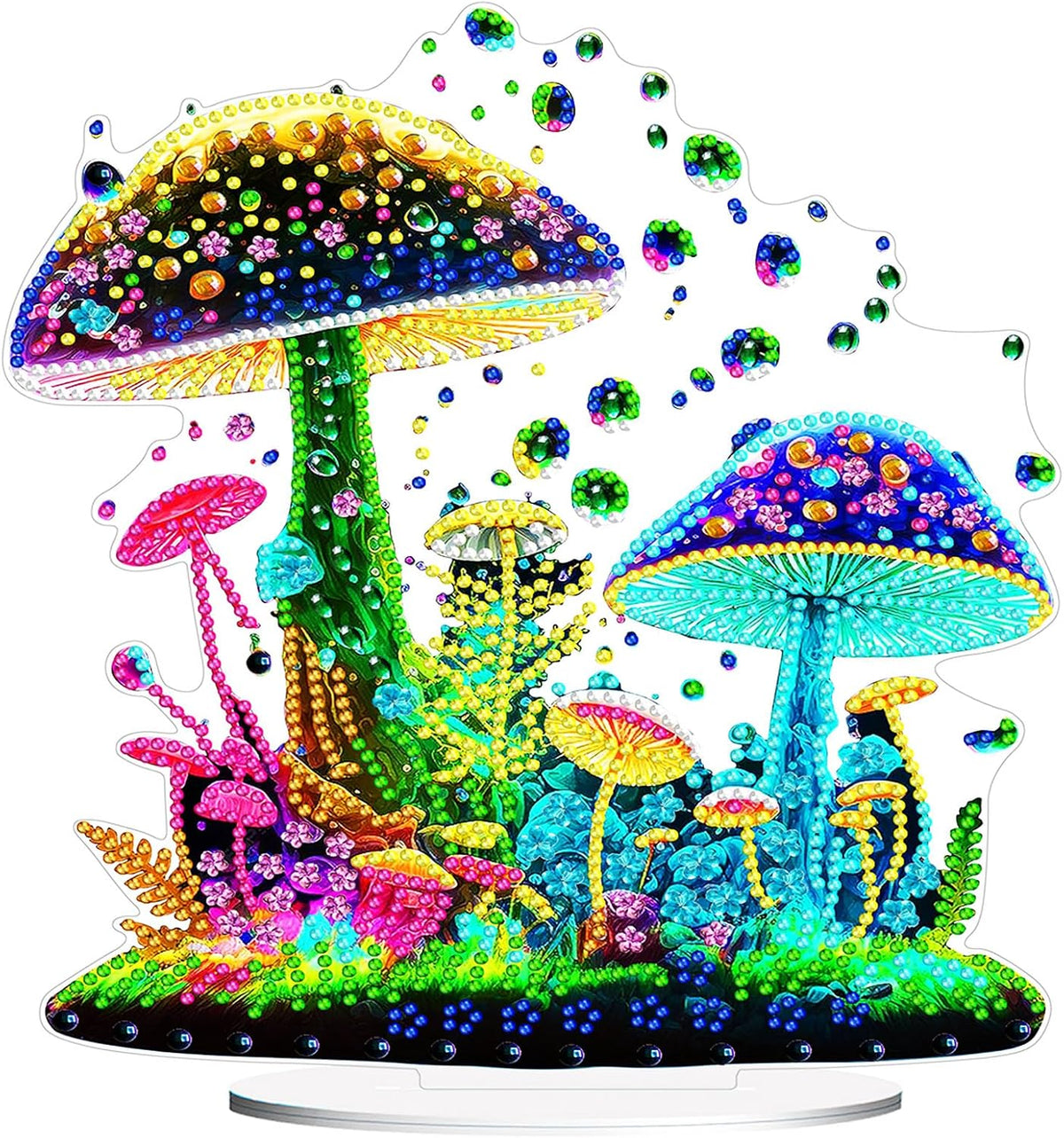 Diamond Painting Kits for Adults Beginners, 5D Full Drill Mushroom Crystal Art Desktop Ornament, DIY Single Sided Home Office Desk Decor, Creative Craft Gift Set with Tools