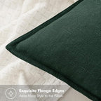 MIULEE Decorative Linen Pillow Covers 20x20 Inch Dark Green | Boho Farmhouse​ - Image 2