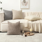 MIULEE Decorative Chenille Pillow Covers Neutral Beige 22x22 Pack of 4 | Modern - Image 5