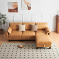 L Shape Modular Sofa, Faux Leather Sectional, 98'' 4 Seater Couch, Mid Century Modern Decor Couch, Office Sectional Sofa Bed, for House, Apartment, Living Room, Tan