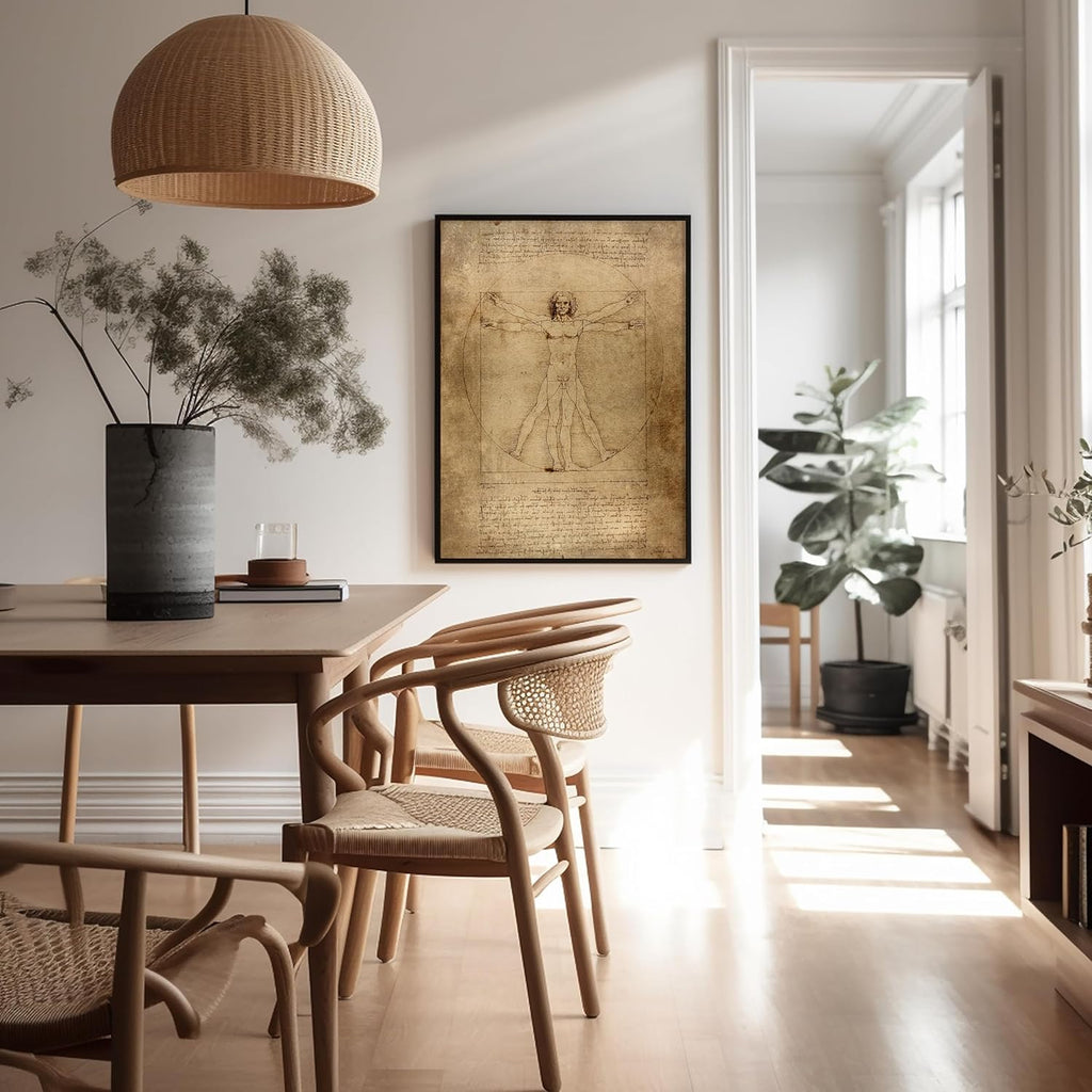 Poster Master Classic Leonardo Da Vinci Poster - Vintage Renaissance Print - Gift for Artist, Friend - Vitruvian Man, Proportion, Symmetry, Human Body - Wall Decor for Office, 24x32 Unframed Wall Art