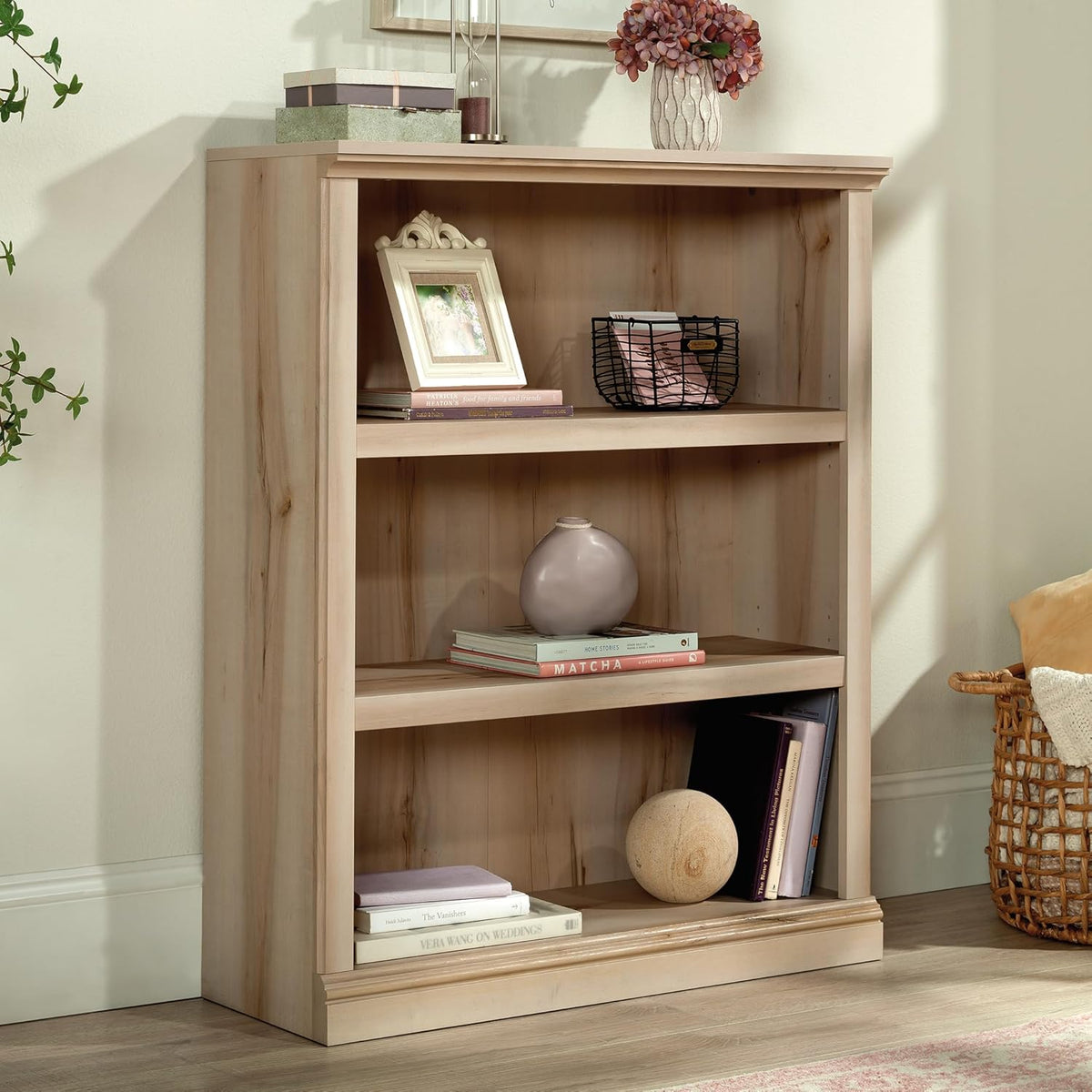 Sauder Miscellaneous Storage 3-Shelf Display Bookcase, Pacific Maple Finish