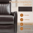 Manual Swivel Rocker Recliner Chair for Adults, Overstuffed Reclining Glider Chair for Nursing with Vibration Massage & Heat, Living Room Rocking Recliner 2-Stage backrest, Faux Leather Brown