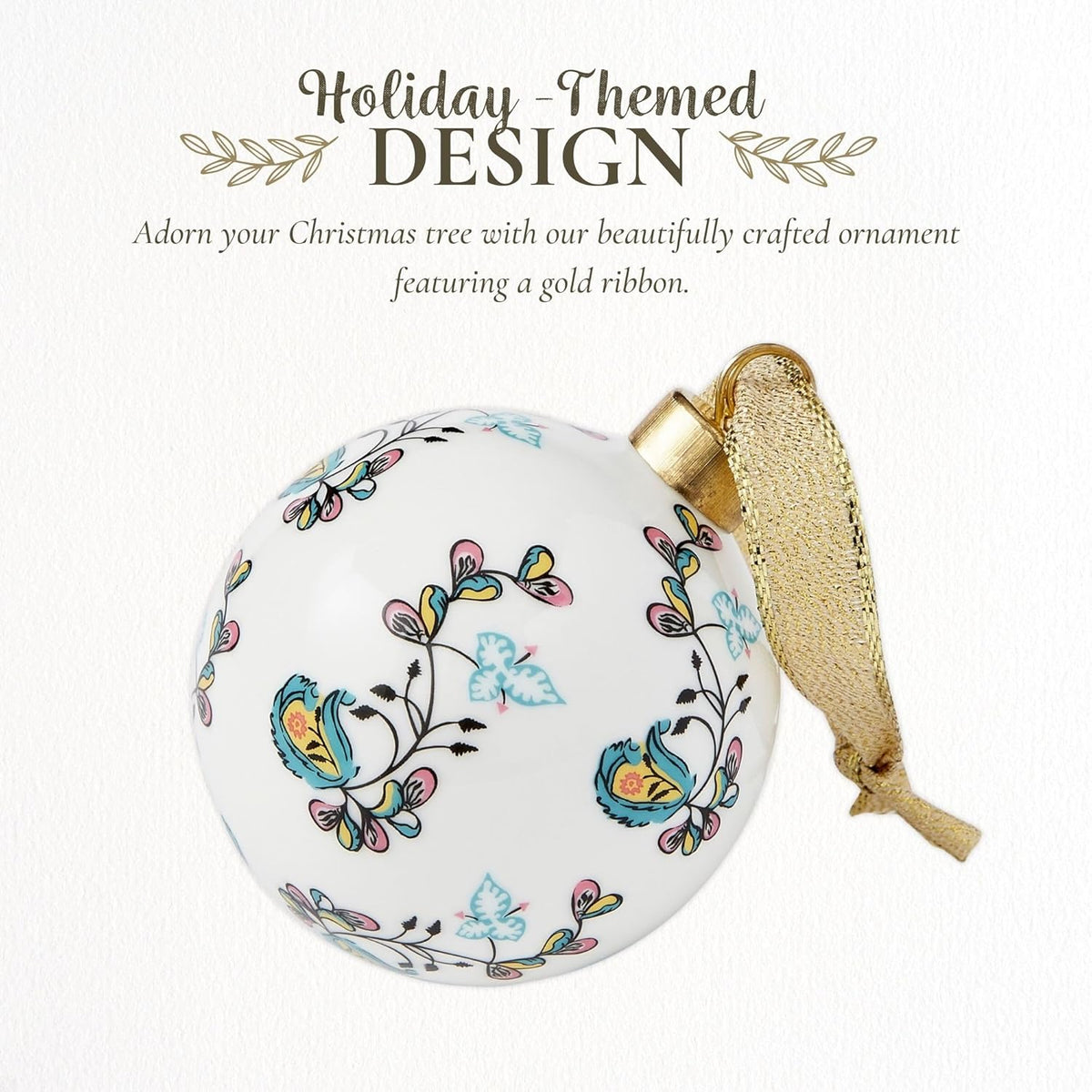 Spode Kit Kemp Psycho Sprig Yellow Bauble Christmas Bauble - Handcrafted Porcelain Festive Keepsake, Personalized Ornament, Collectible Luxury Holiday Decoration Gift
