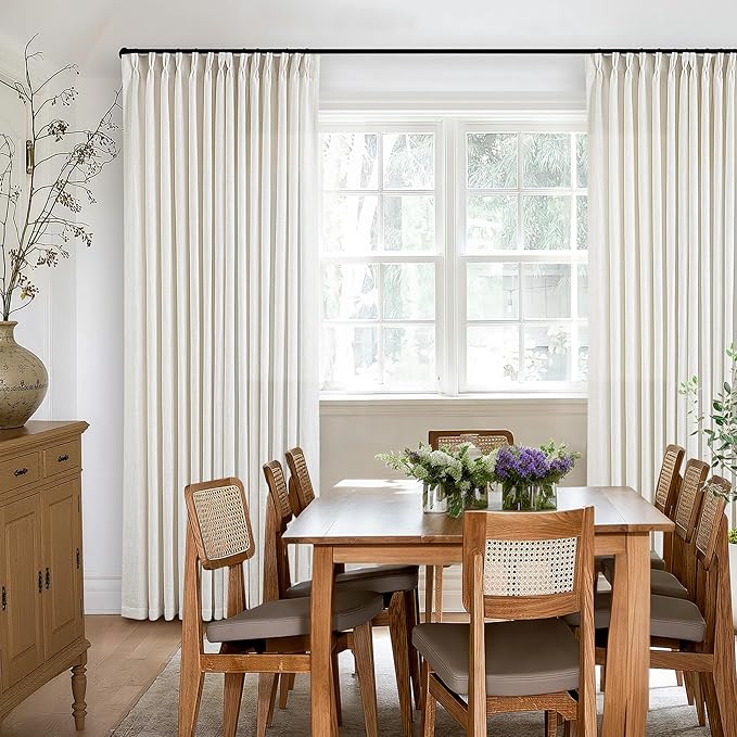 Natural Pinch Pleated Linen Semi Sheer 84 Inch Curtains 2 Panels | Pinch Pleat - Image 6